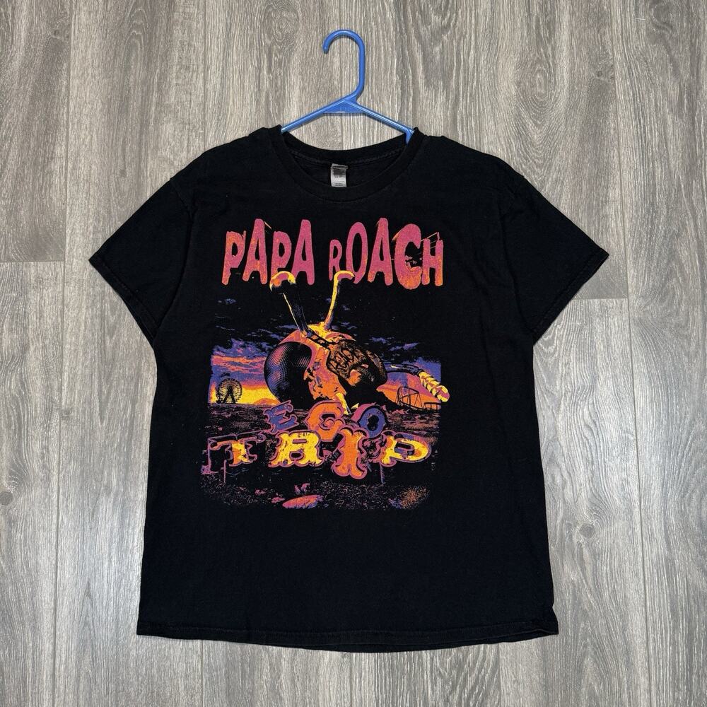 Papa Roach T-Shirt Size L Black EGO TRIP North American Tour Shirt Nu Metal Emo